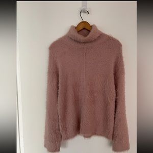 INC International Concepts pink blush eyelash turtleneck sweater